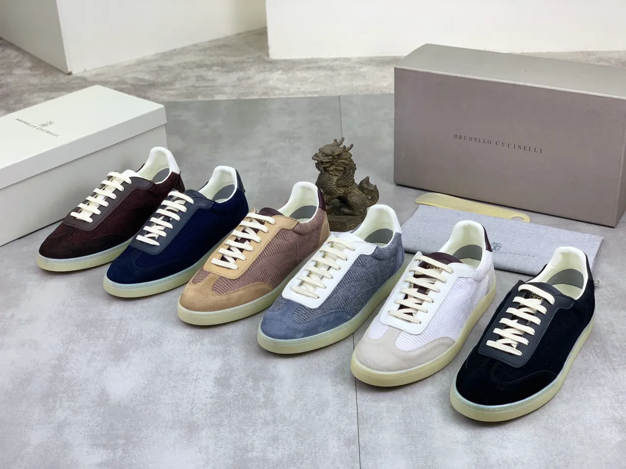 Brunello Cucinelli Navy Corduroy and Suede Lifestyle Sneakers 2