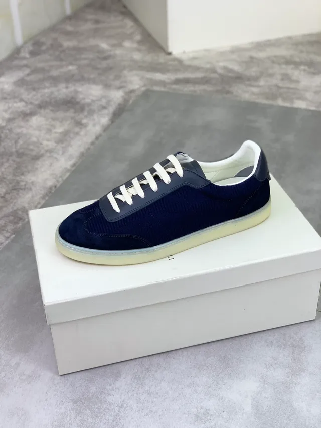 Brunello Cucinelli Navy Corduroy and Suede Lifestyle Sneakers 5