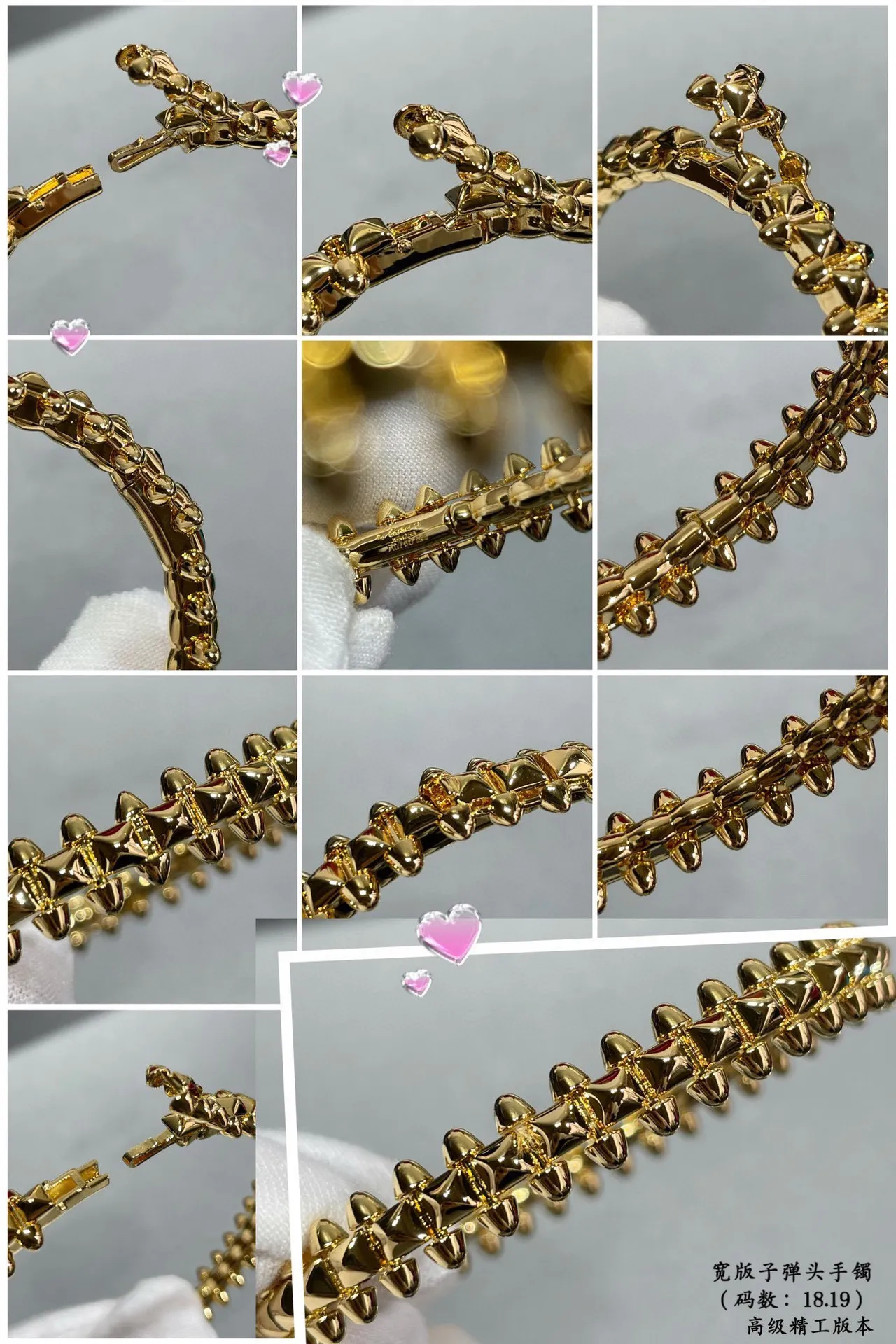 Bullet-Head Bracelet Gold Rigid Link Studded Bracelet 4
