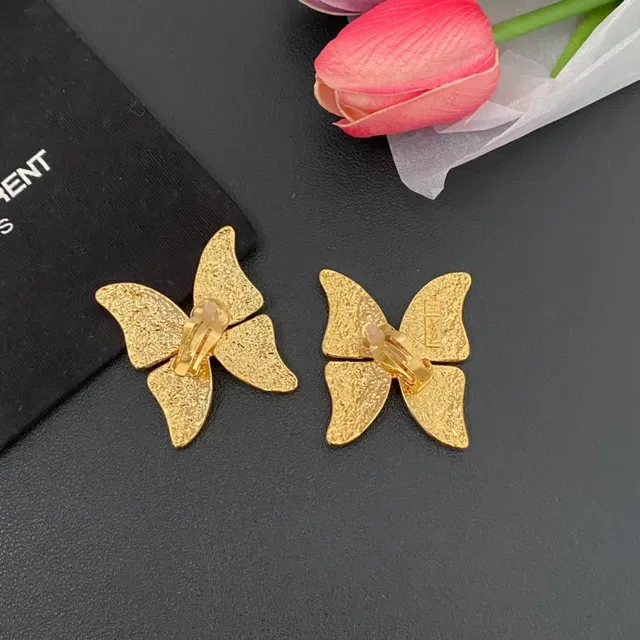 Burgundy Enamel Butterfly Gold-Tone Earrings 4