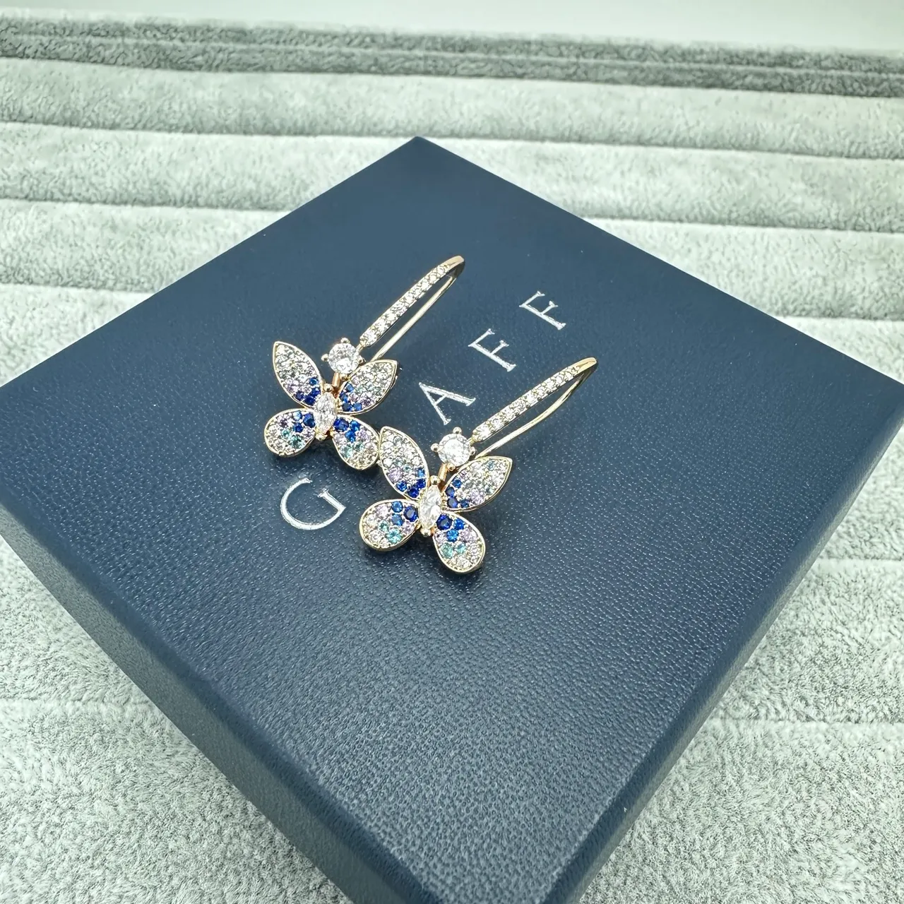 Butterfly Motif Pavé Multicolor Crystal Dangling Earrings 5