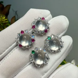 Cabochon Halo Multi-Gem Stud Earrings
