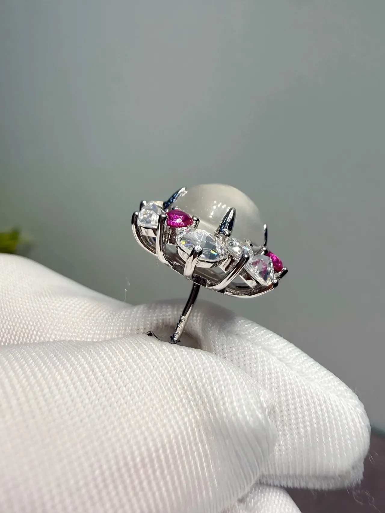 Cabochon Halo Multi-Gem Stud Earrings 6