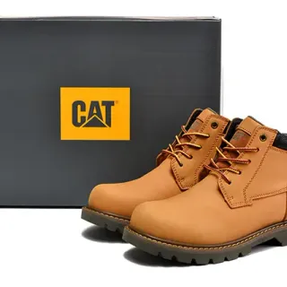 CAT Tan Leather Lace-Up Work Boots