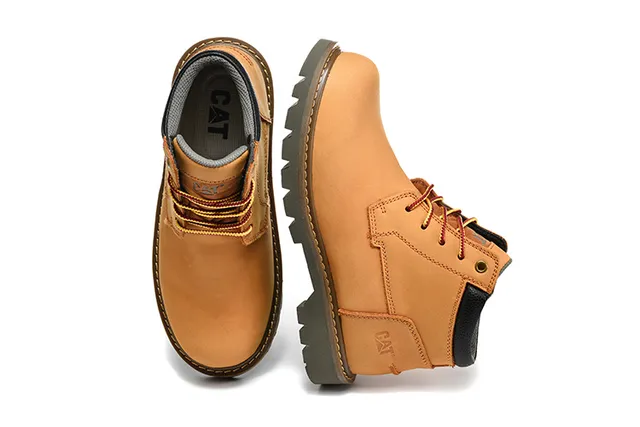 CAT Tan Leather Lace-Up Work Boots 7