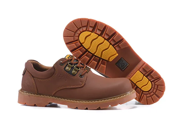 CAT Yellow Brown Mustard Leather Gum Rubber Sole Work Boots 3