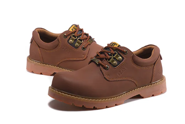 CAT Yellow Brown Mustard Leather Gum Rubber Sole Work Boots 5