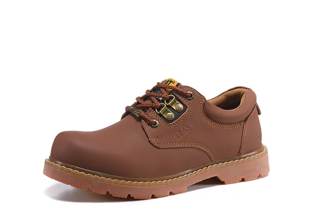 CAT Yellow Brown Mustard Leather Gum Rubber Sole Work Boots 6