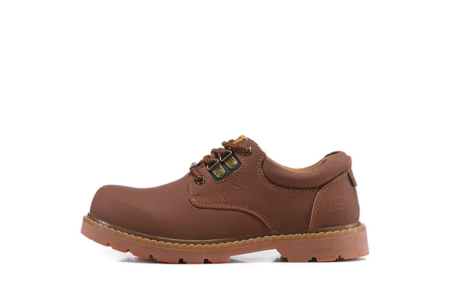 CAT Yellow Brown Mustard Leather Gum Rubber Sole Work Boots 7