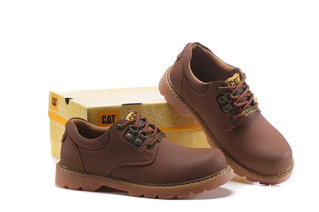 CAT Yellow Brown Mustard Leather Gum Rubber Sole Work Boots 8
