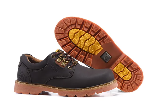 CAT Yellow Brown Mustard Leather Gum Rubber Sole Work Boots 10