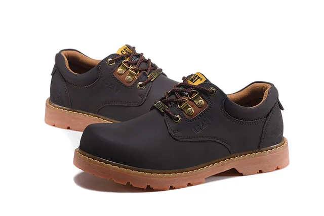 CAT Yellow Brown Mustard Leather Gum Rubber Sole Work Boots 12