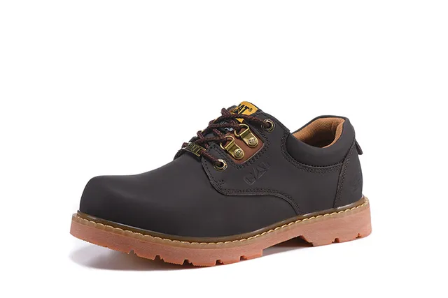 CAT Yellow Brown Mustard Leather Gum Rubber Sole Work Boots 13