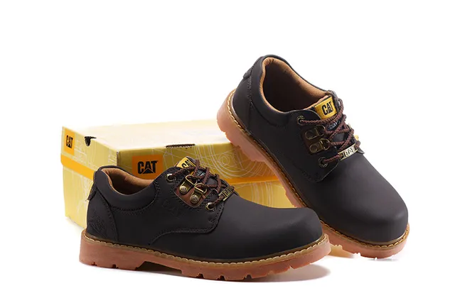 CAT Yellow Brown Mustard Leather Gum Rubber Sole Work Boots 15