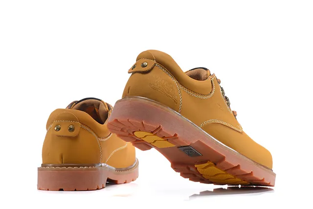 CAT Yellow Brown Mustard Leather Gum Rubber Sole Work Boots 16