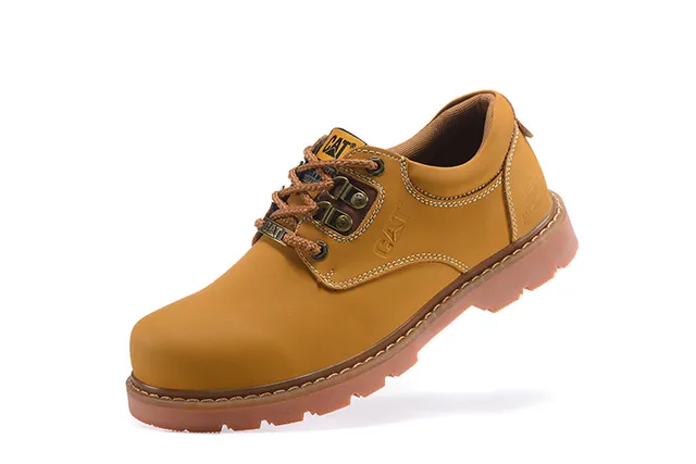 CAT Yellow Brown Mustard Leather Gum Rubber Sole Work Boots 18