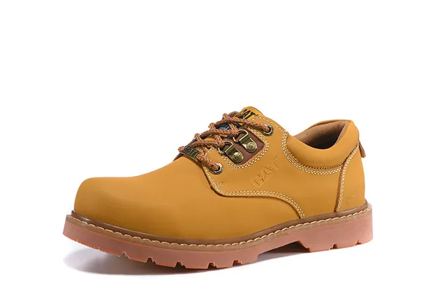 CAT Yellow Brown Mustard Leather Gum Rubber Sole Work Boots 20