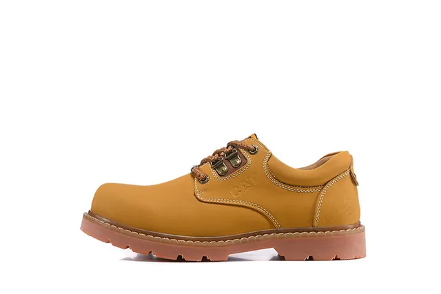 CAT Yellow Brown Mustard Leather Gum Rubber Sole Work Boots 21
