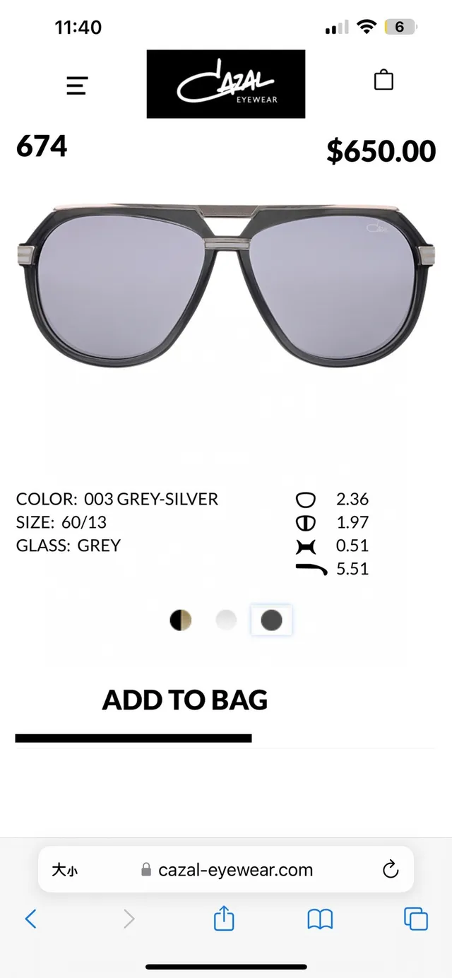Cazal 674 Grey-Silver Double-Bridge Aviator Sunglasses 8