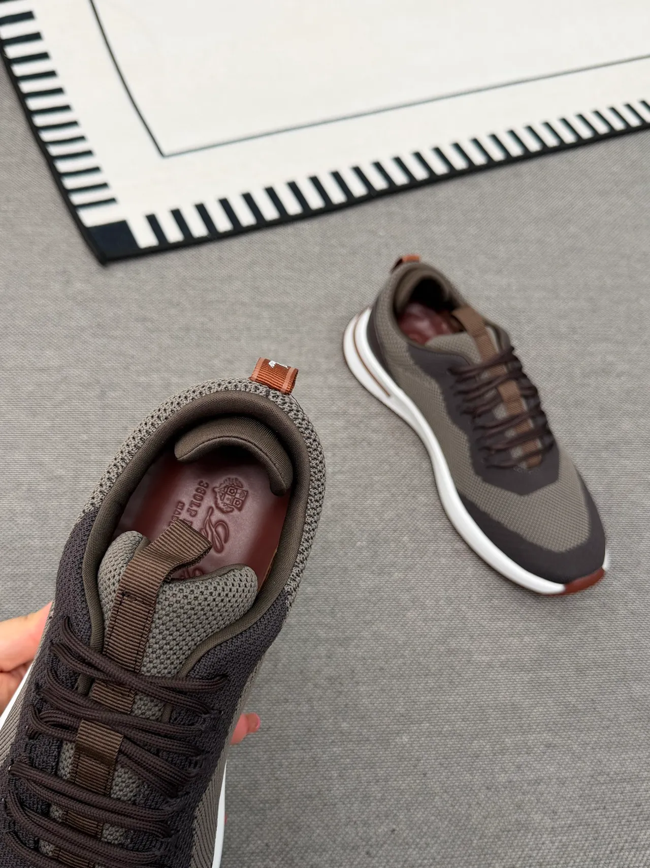 Charcoal Gray and Brown Knit Lifestyle Sneakers 2