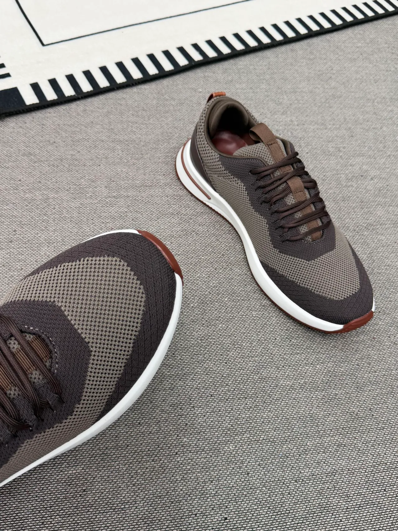Charcoal Gray and Brown Knit Lifestyle Sneakers 3