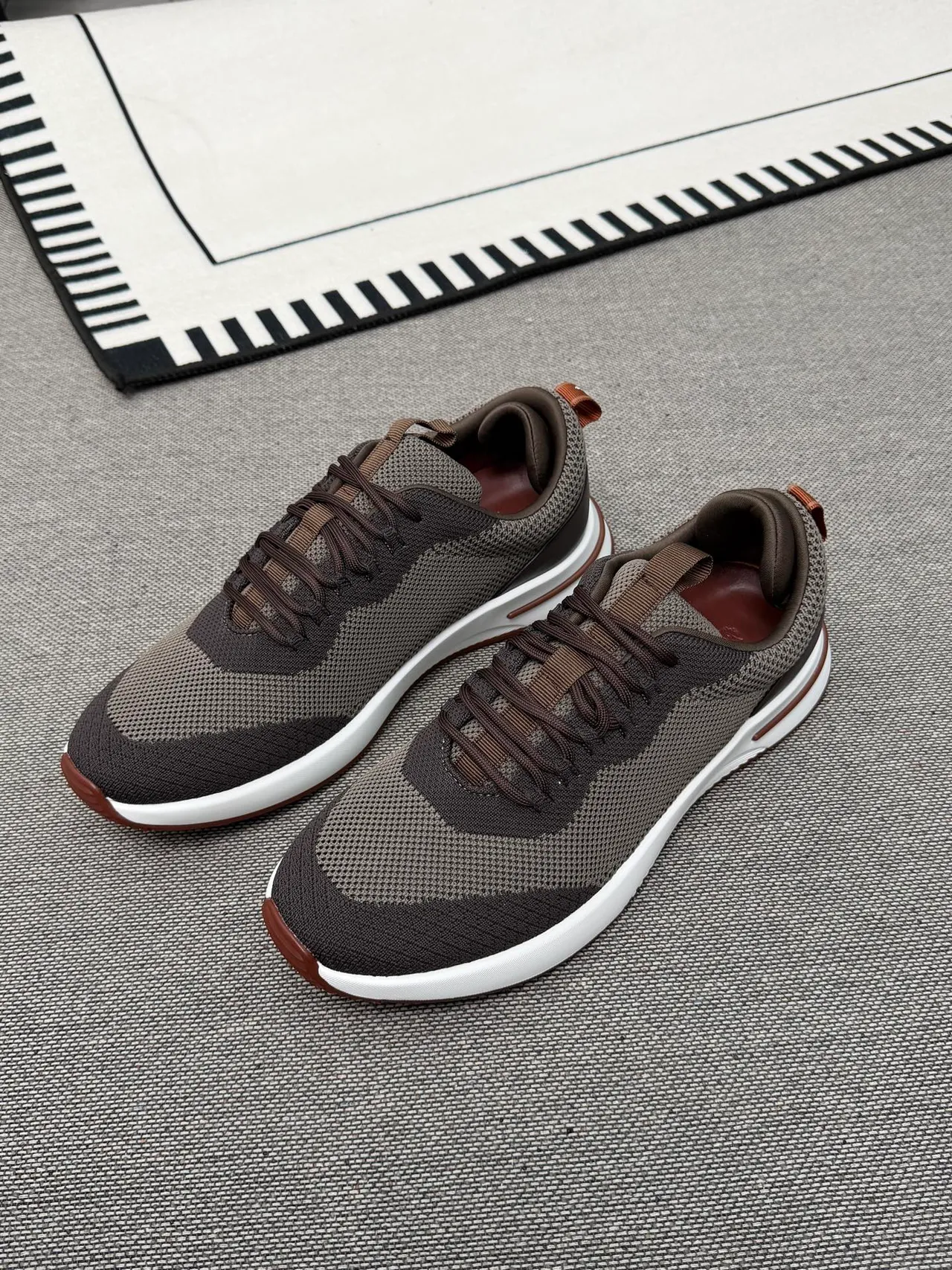 Charcoal Gray and Brown Knit Lifestyle Sneakers 4