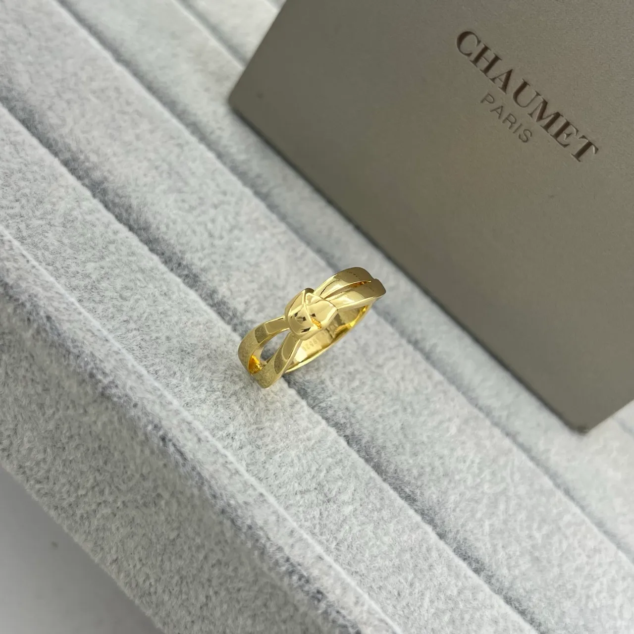 CHAUMET Liens Gold Silver Bow-Knot Motif Polished Metal Ring 3