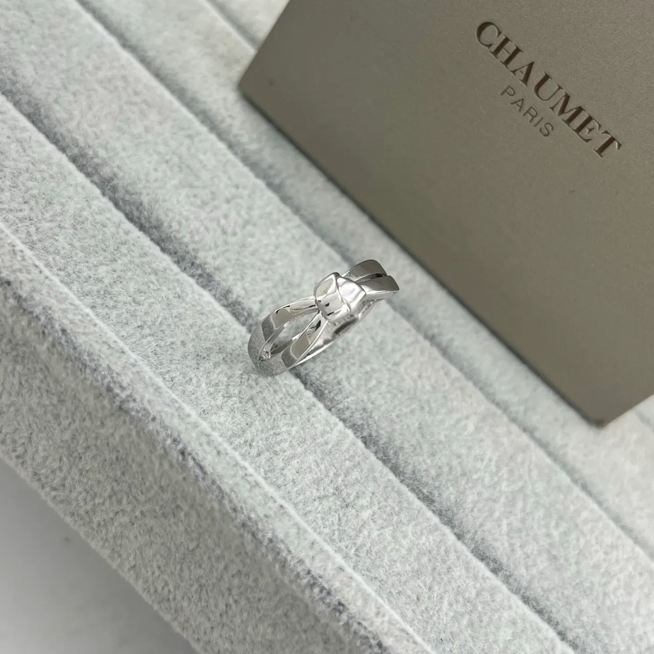 CHAUMET Liens Gold Silver Bow-Knot Motif Polished Metal Ring 5