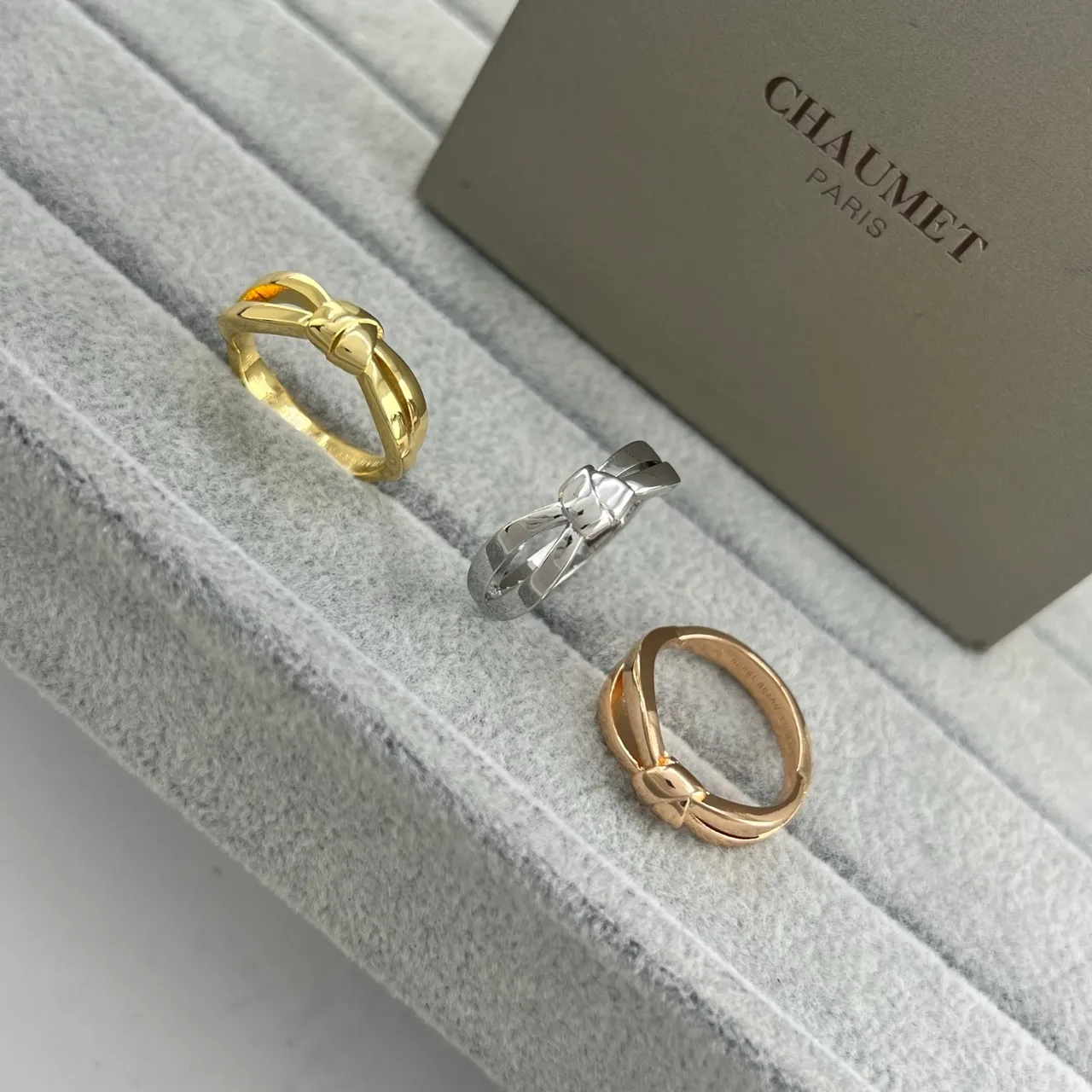 CHAUMET Liens Gold Silver Bow-Knot Motif Polished Metal Ring 6
