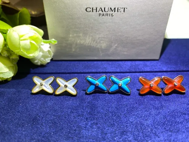 CHAUMET Liens X-Shaped Enamel Stud Earrings 1