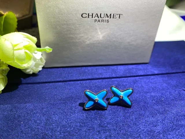 CHAUMET Liens X-Shaped Enamel Stud Earrings 4