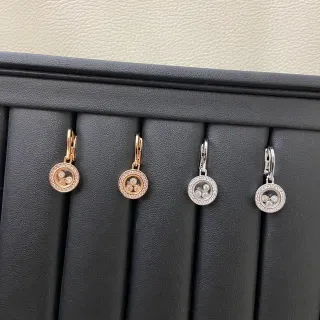 Circular Pavé-Set Moving Charm Drop Earrings