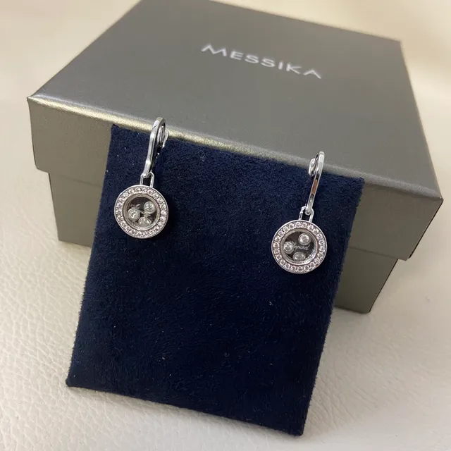 Circular Pavé-Set Moving Charm Drop Earrings 3