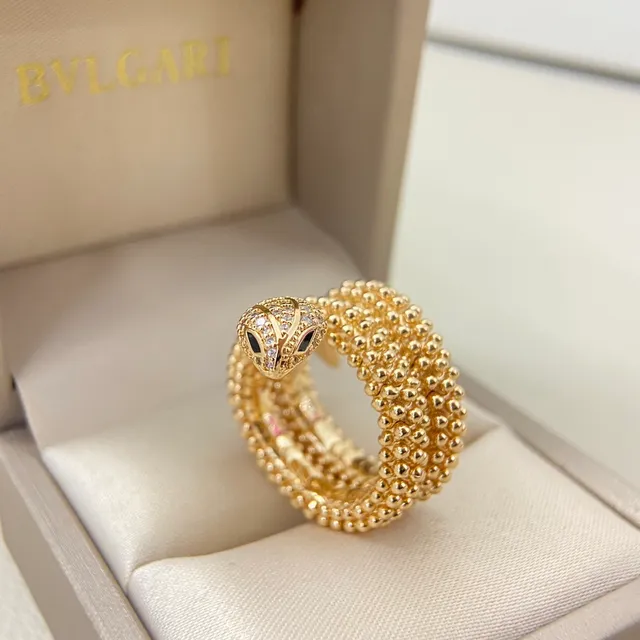 Coiled Snake Motif Beaded Texture Pavé Head Rings 5