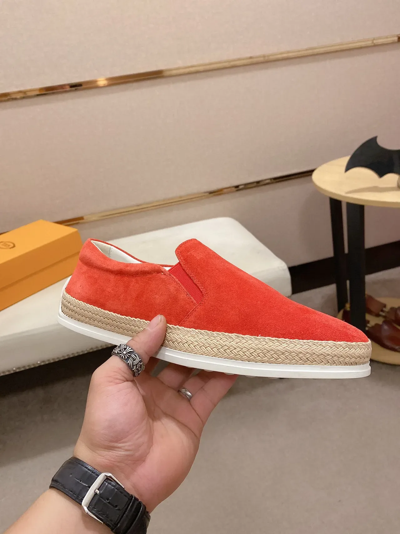 Coral Suede Slip-On Espadrille Boat Shoe 7