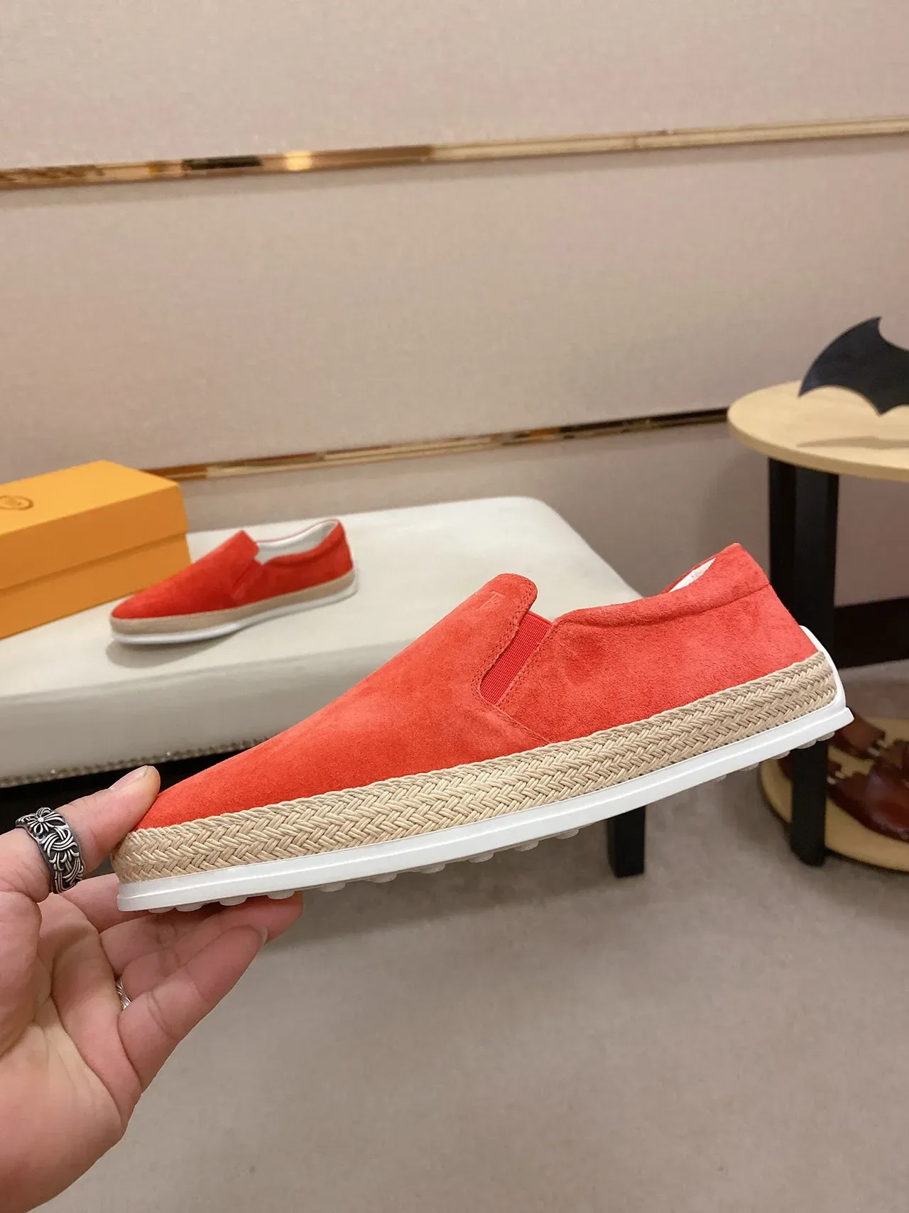 Coral Suede Slip-On Espadrille Boat Shoe 8