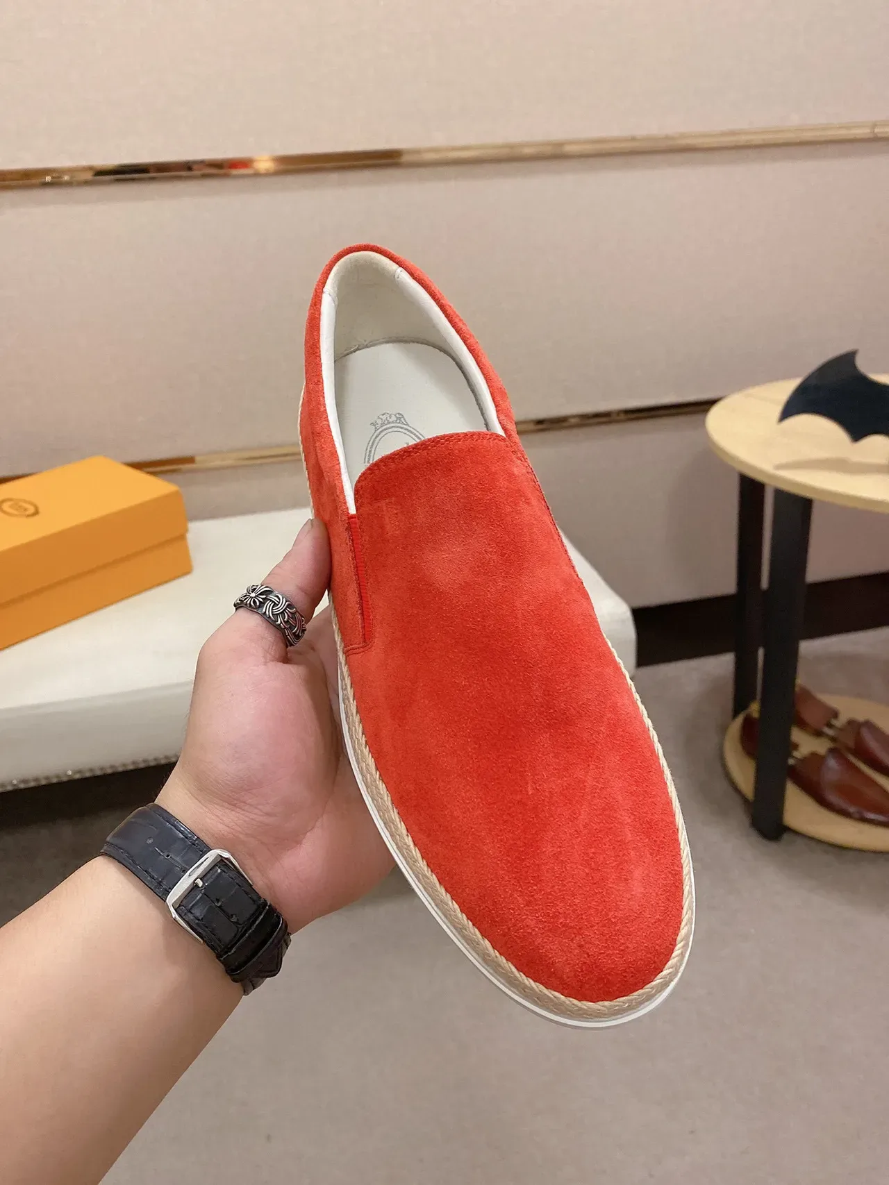 Coral Suede Slip-On Espadrille Boat Shoe 9
