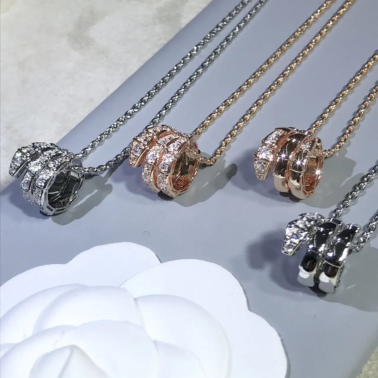 Crystal Pavé Multi-Row Stacked Motif Pendant Necklaces 3