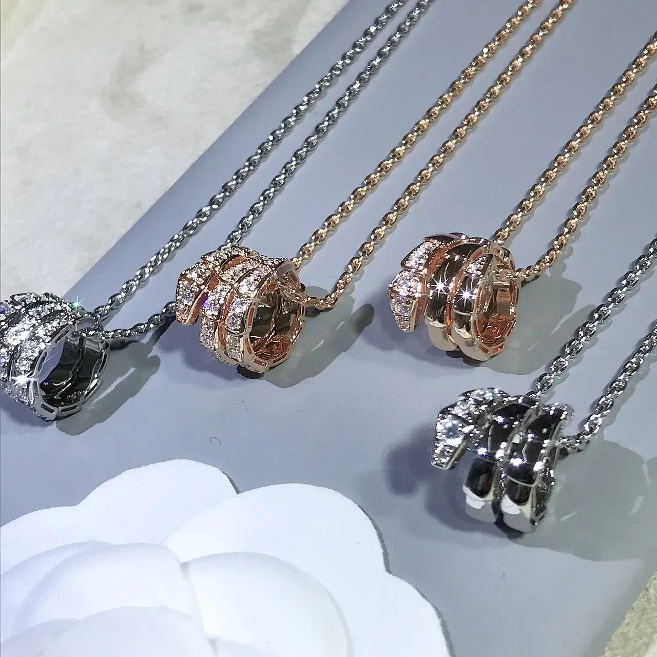 Crystal Pavé Multi-Row Stacked Motif Pendant Necklaces 4