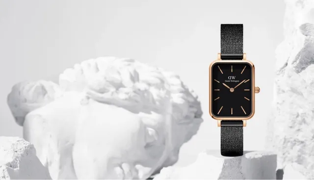 Daniel Wellington Petite Black Gold Rectangular Case Minimalist Dial Quartz Watch 2