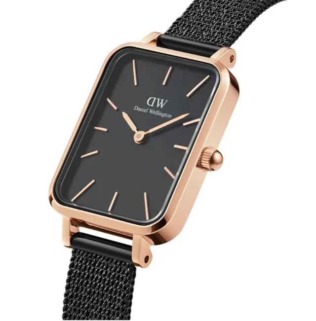 Daniel Wellington Petite Black Gold Rectangular Case Minimalist Dial Quartz Watch 5