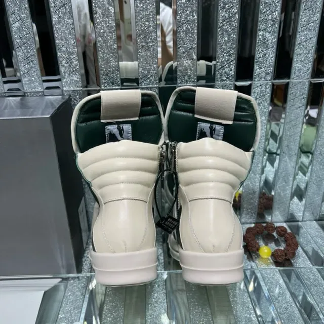Dark Green and Beige High-Top Platform Lifestyle Sneakers 2