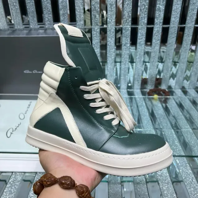 Dark Green and Beige High-Top Platform Lifestyle Sneakers 3