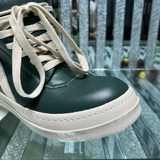 Dark Green and Beige High-Top Platform Lifestyle Sneakers 4