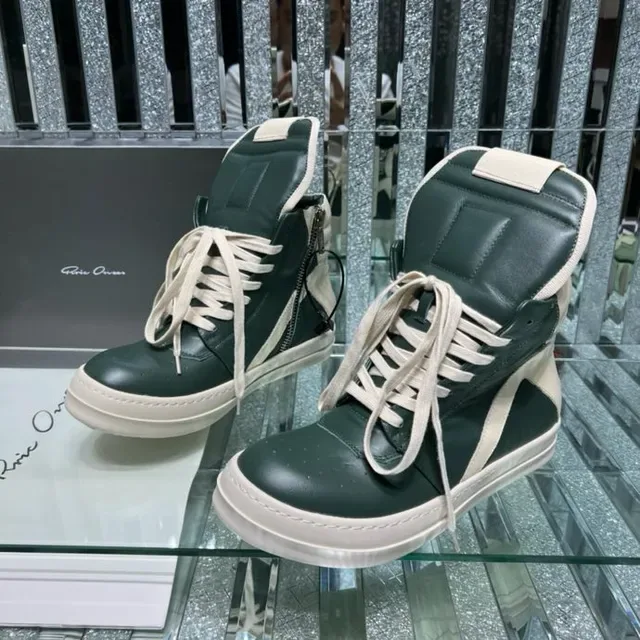 Dark Green and Beige High-Top Platform Lifestyle Sneakers 5