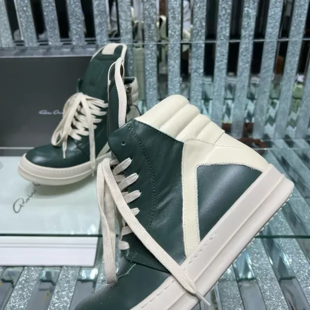 Dark Green and Beige High-Top Platform Lifestyle Sneakers 6