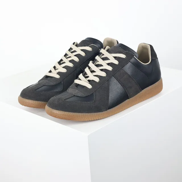 Dark Navy and Beige Suede-Leather Panel Lifestyle Sneakers 2