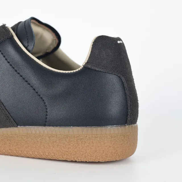 Dark Navy and Beige Suede-Leather Panel Lifestyle Sneakers 4