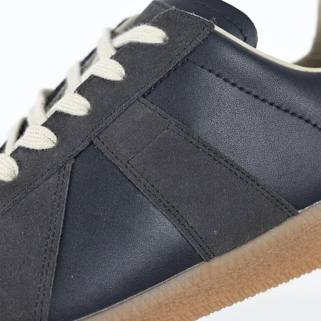 Dark Navy and Beige Suede-Leather Panel Lifestyle Sneakers 6