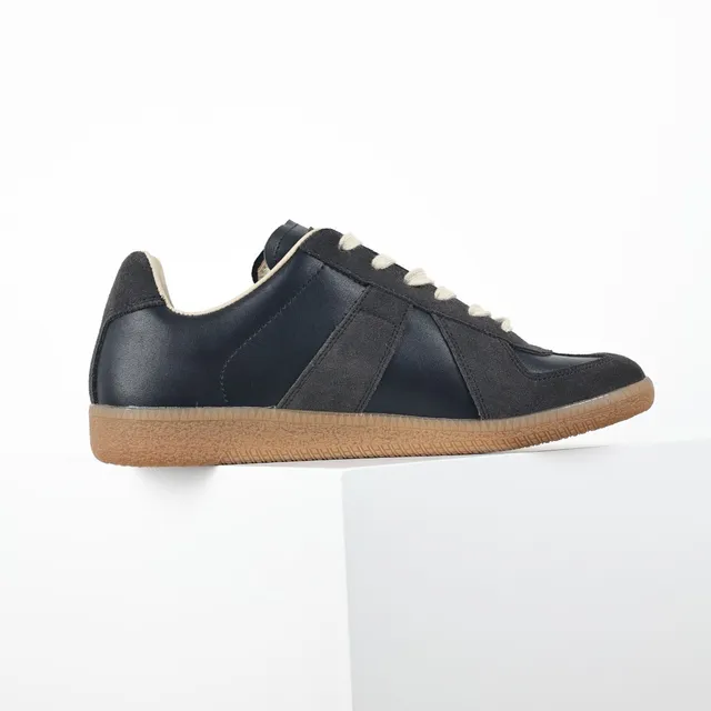 Dark Navy and Beige Suede-Leather Panel Lifestyle Sneakers 7